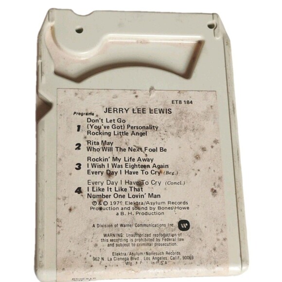 1979 Jerry Lee Lewis Self-Titled 8-Track Tape Vintage Rock & Roll Music - Picture 2 of 4
